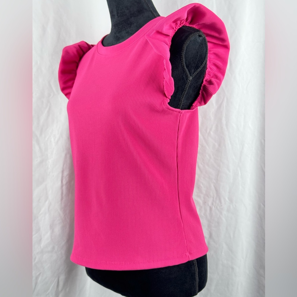 Halogen Pink Textured Ruffle Sleeve Tank Top - Picture 2 of 6